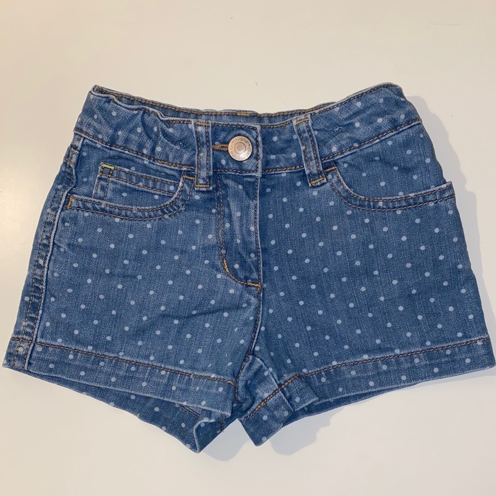Mini Boden jeans shorts with white polka dots - Picture 1 of 4